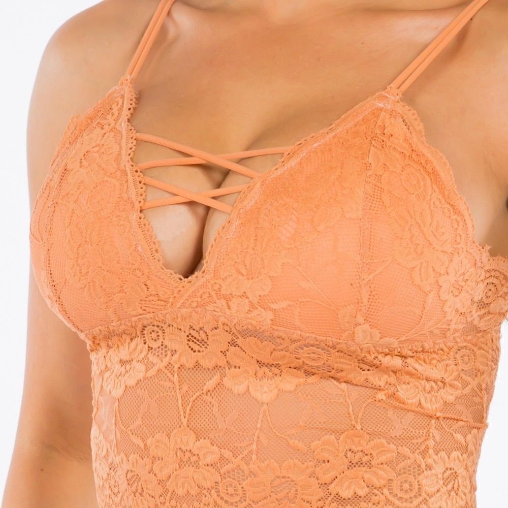 𝅺WOMAN’S padded sandstone midi lace bralette. Beautiful and sexy!